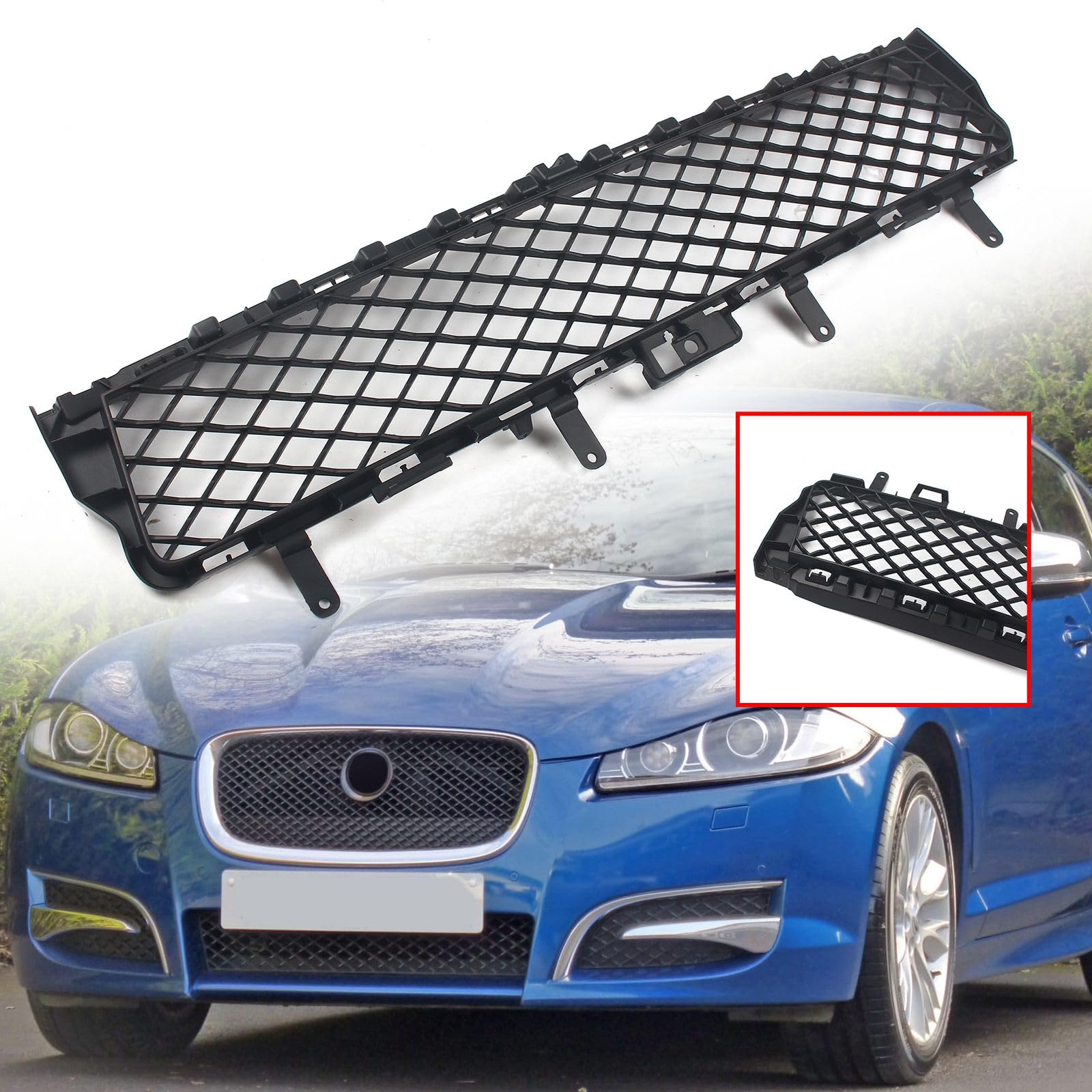 FINMOKAL Frontgrillgitter für untere Stoßstange, schwarz, für Jaguar XF Sport Style 2012–2015 von FINMOKAL