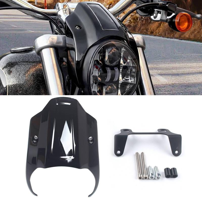 FINMOKAL Frontscheinwerferverkleidung für Harley Davidson Softail Breakout FXBR107 FXBRS114 2018–2023, Scheinwerferblende, Verkleidung (glänzendes Schwarz) von FINMOKAL