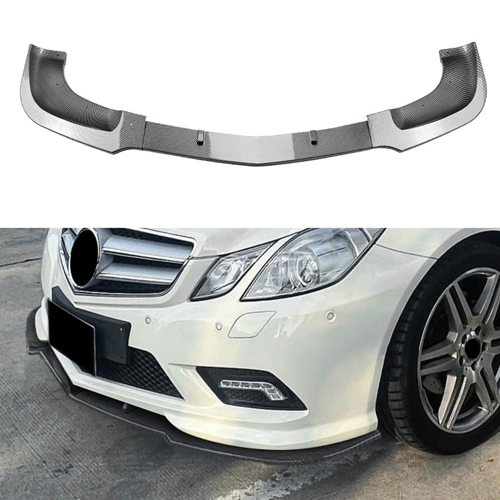 FINMOKAL Frontstoßstangen-Spoiler-Splitter-Kit, kompatibel mit Benz E-Klasse W207 C207 Coupe 2009–2012, Air Dam Spoiler Unterkinn (Kohlefaser-Optik) von FINMOKAL