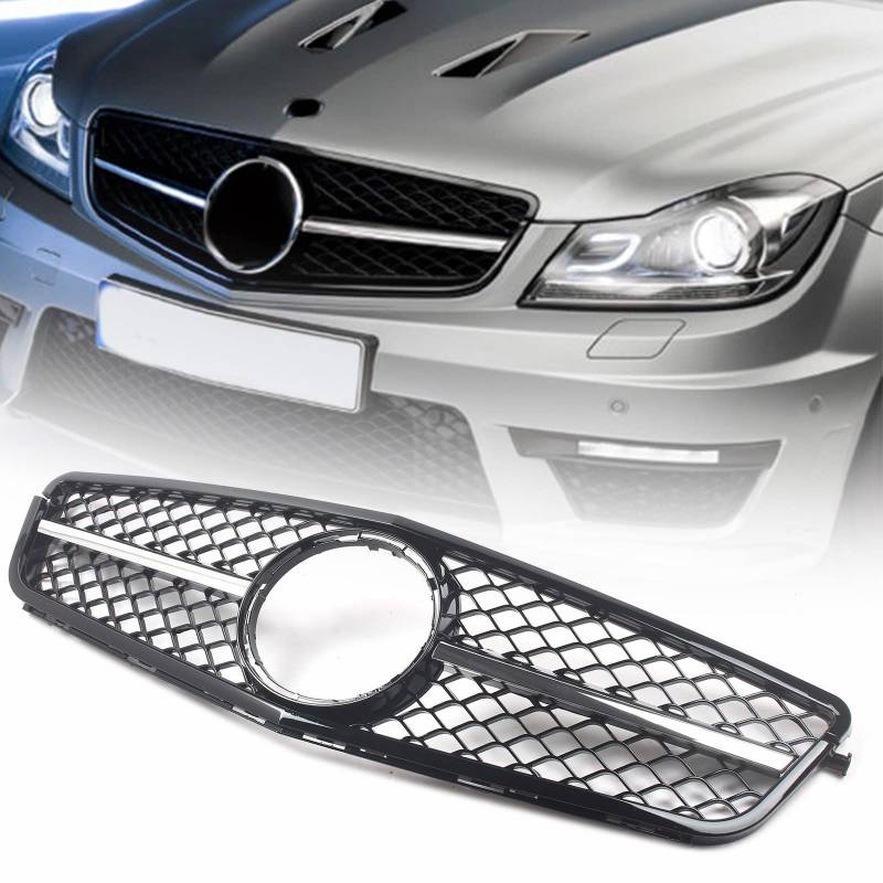 FINMOKAL Für Mercedes-Benz C-Klasse W204 Grill C300 C350 2007-2014 AMG Kühlergrill Schwarz von FINMOKAL