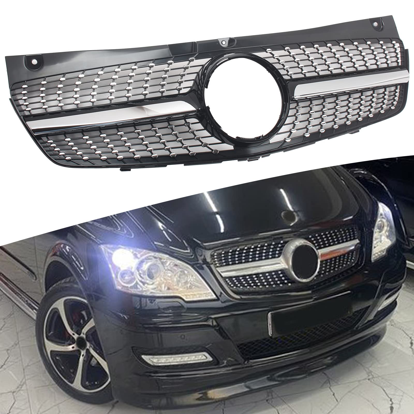 FINMOKAL Für Mercedes-Benz V-Klasse Viano W639 2011-2014 Frontgrill Diamond Black Grill von FINMOKAL