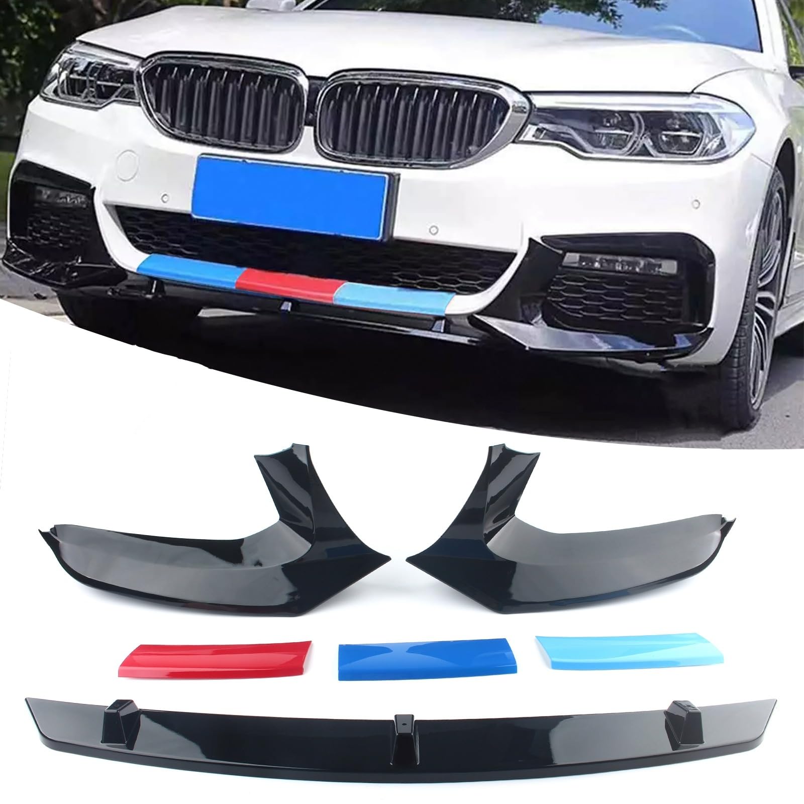 FINMOKAL G30 Frontstoßstange Lippe Splitter Spoiler Air Dam Unterkinn Karosserie Kit Kompatibel mit BMW 5er G30 M540i M Sport 2017-2020, Glanz Schwarz von FINMOKAL