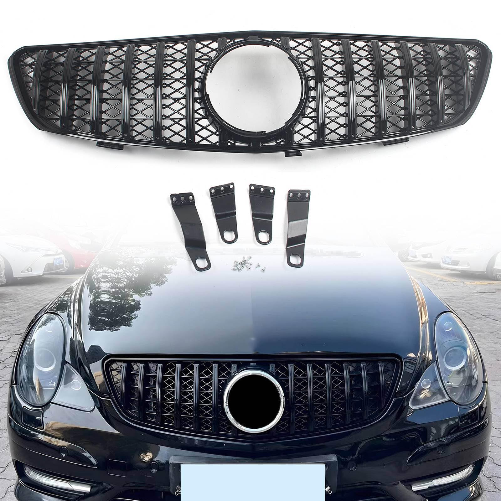 FINMOKAL GT R Style Schwarz Frontstoßstangengitter Kühlergrill Kompatibel mit Benz R-Klasse W251 R350 R500 2005 2006 2007 2008 2009 von FINMOKAL