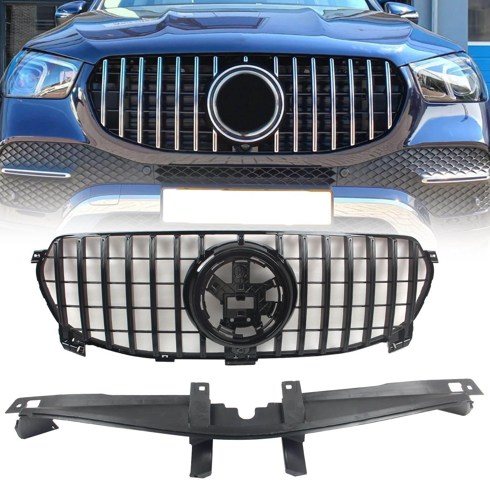 FINMOKAL GT Style Front Racing Stoßstangengitter Grill Kompatibel mit Benz W167 GLE-Klasse GLE350/450/580 2020-2023 Gerneral Version, Schwarz von FINMOKAL