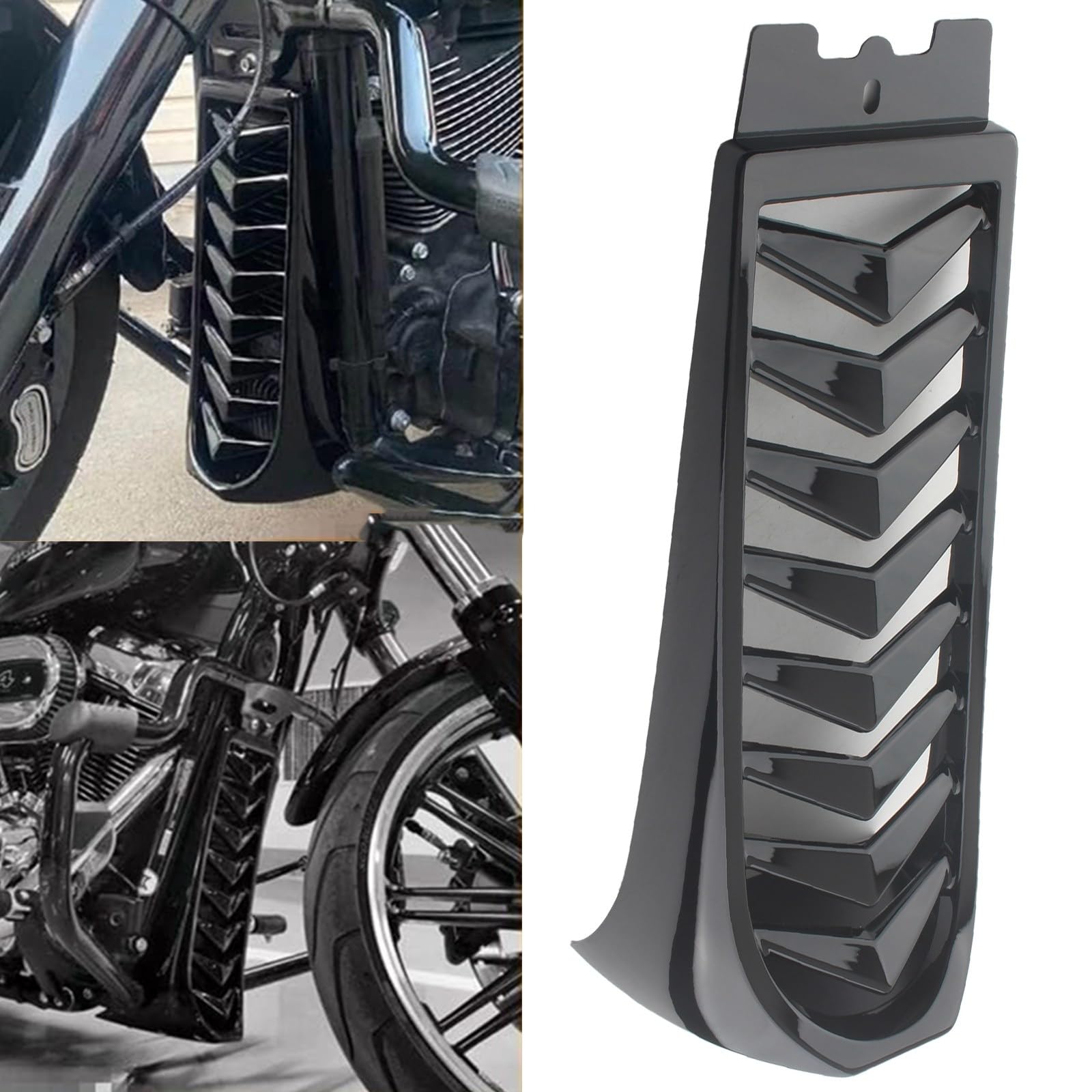 FINMOKAL Glänzende schwarze Frontkinnverkleidung Spoiler untere Kühlerabdeckung Kompatibel mit Harley Softail Breakout Street Bob Fat Bob 2018-2023 von FINMOKAL