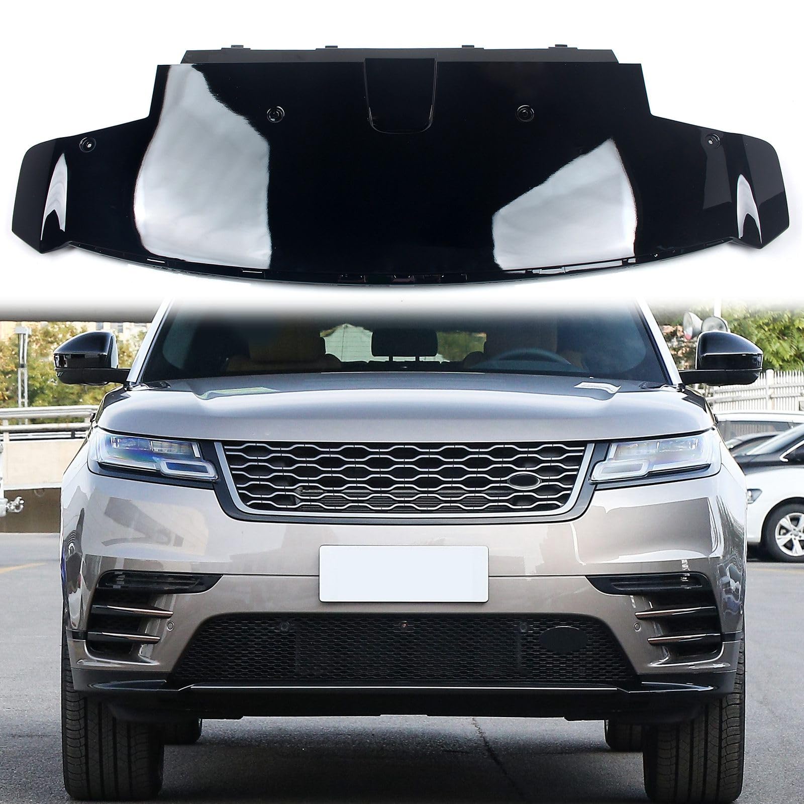 FINMOKAL Glänzende schwarze vordere Stoßstange, untere Schutzplatte, Kinnlippe, kompatibel mit Land Rover Range Rover Velar L560 2017–2023 #LR093901 von FINMOKAL