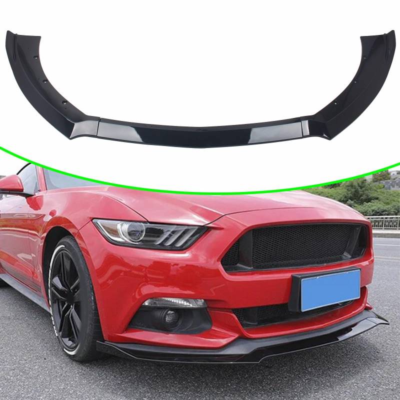 FINMOKAL Glänzendes schwarzes 3-teiliges Set Frontstoßstangenlippe Spoiler-Kit Splitter Diffusor kompatibel mit Ford Mustang 2-Türer 2015 2016 2017 von FINMOKAL