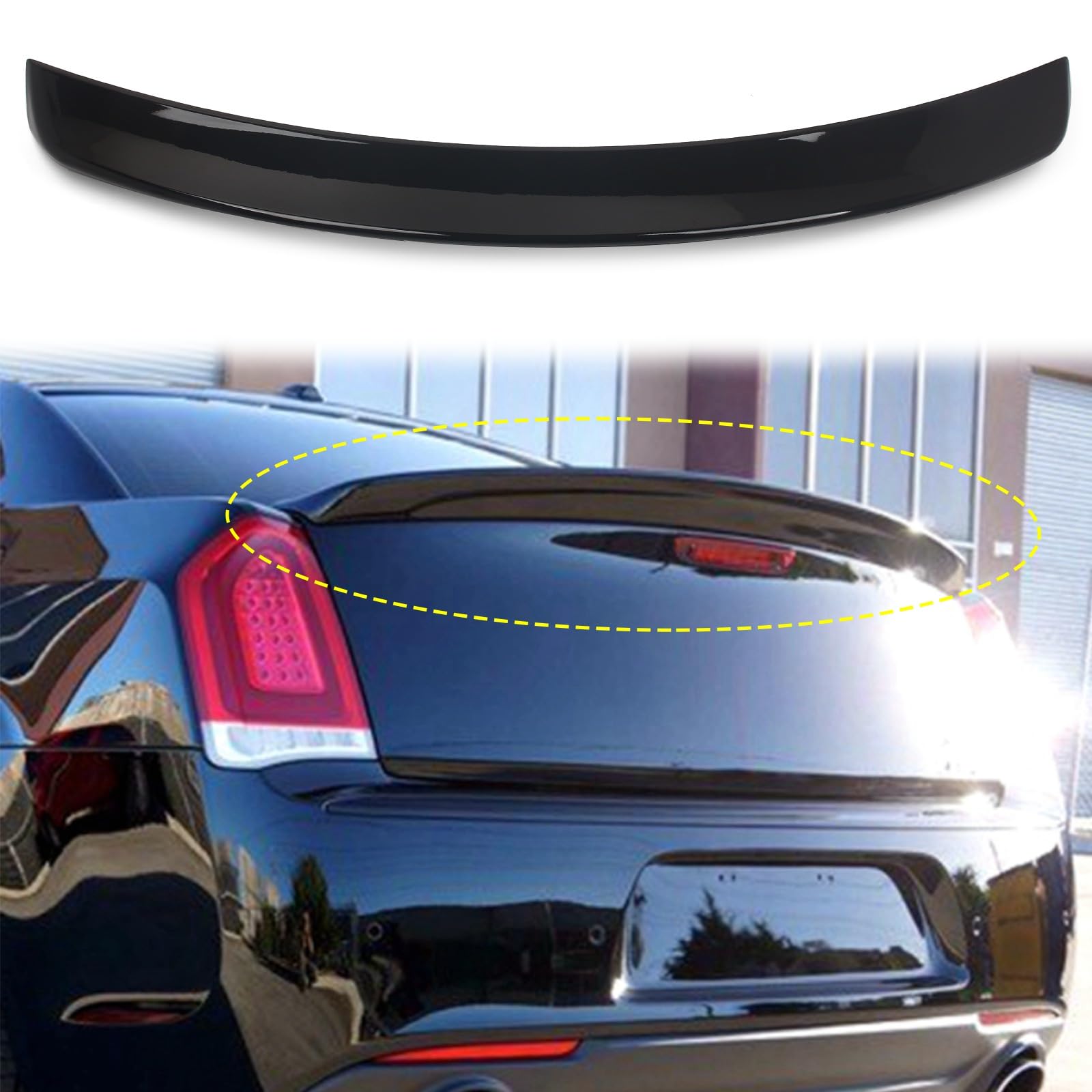 FINMOKAL Heckspoilerlippe Heckspoiler schwarz glänzend kompatibel mit Chrysler 300 300C 2011-2022 Limousine von FINMOKAL