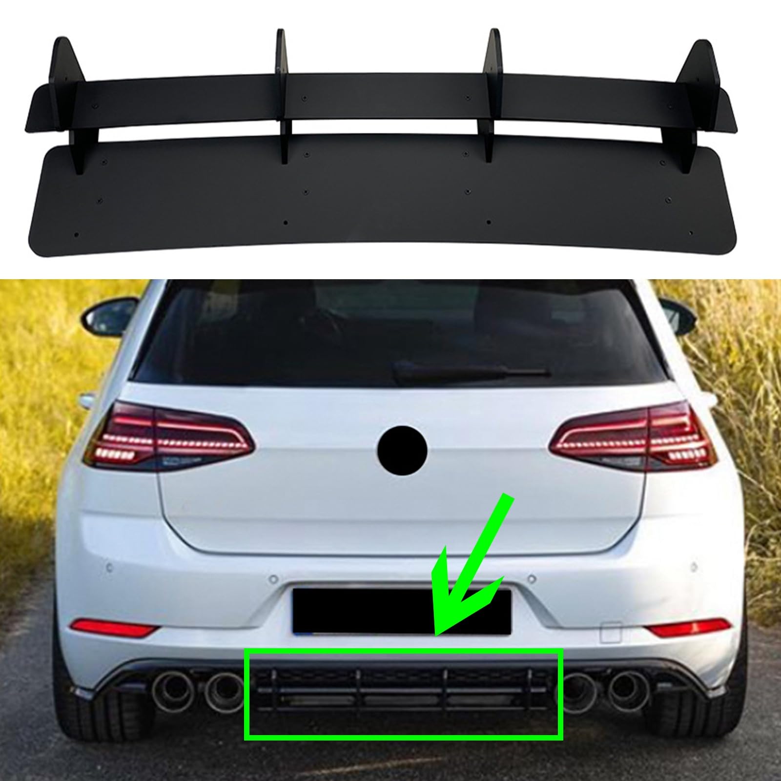 FINMOKAL Heckstoßstange Diffusor Flügel Spoiler Kit Kompatibel mit Volkswagen VW Golf Mk7.5 R 2018-2019 von FINMOKAL