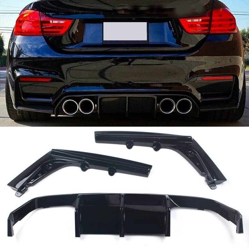 FINMOKAL Heckstoßstangen-Diffusor, Lipgloss, schwarz, V-Stil, Spoiler-Körper-Kits, kompatibel mit BMW F80 M3 F82 F83 M4 2015-2020 von FINMOKAL