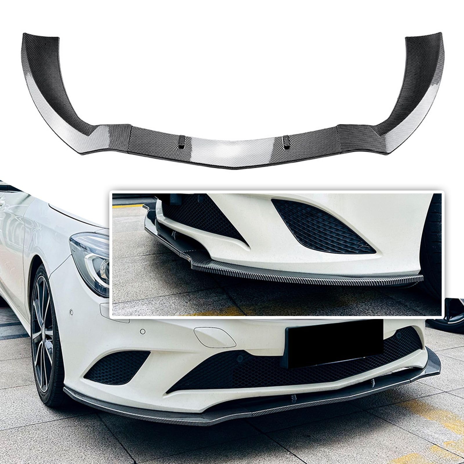 FINMOKAL Karbonfaser-Frontstoßstangen-Spoiler-Splitter, kompatibel mit Benz CLA-Klasse C117 2013–2015, Standard-Edition, Diffusorspoiler-Kit von FINMOKAL