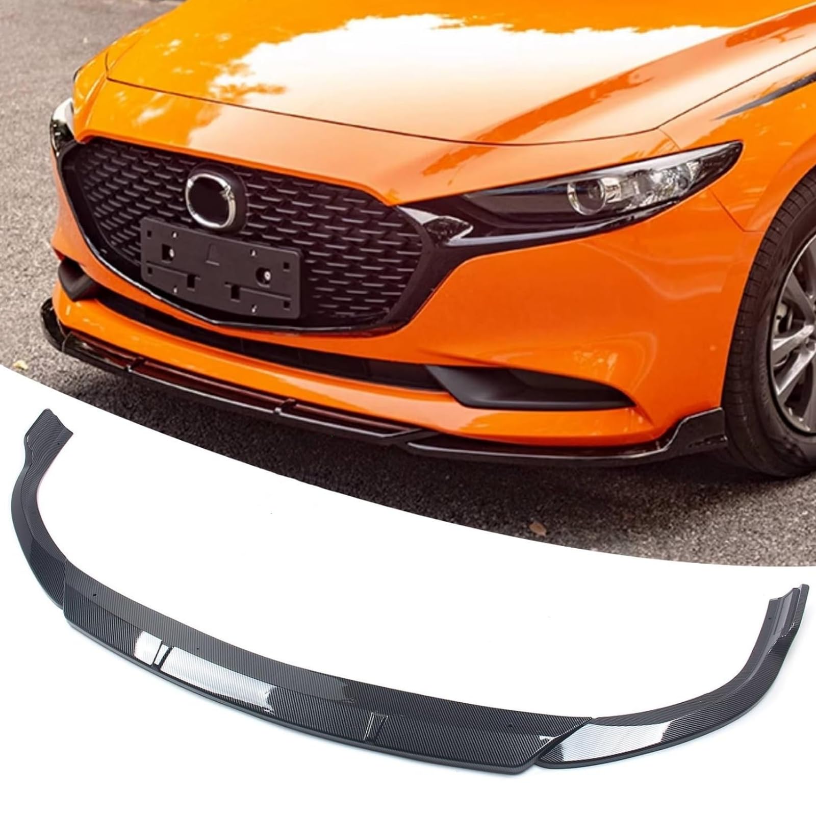 FINMOKAL Karbonfaser-Optik, Frontstoßstangenlippe, Spoiler, kompatibel mit Mazda 3 Limousine Axela Air Dam Spoiler, Unterkinn-Körper-Kit von FINMOKAL