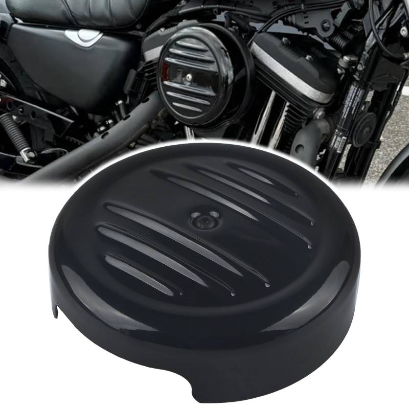 FINMOKAL Luftreiniger-Abdeckung, schwarz, runde Streifen, 20,3 cm, kompatibel mit Harley Softail Fat Boy FLST FXST 2011–2017 Sportster 1200 V 883 XL 2012-UP von FINMOKAL