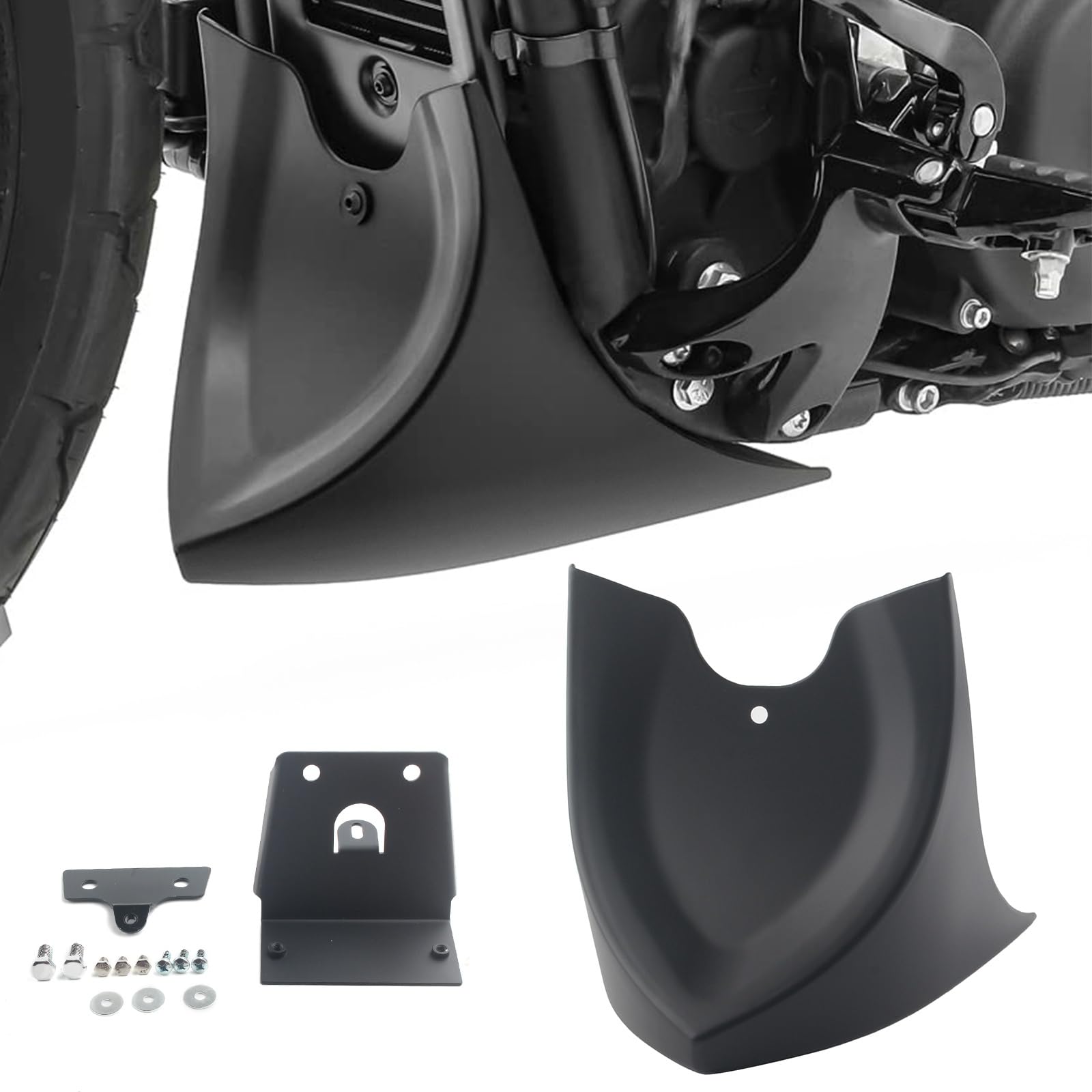 FINMOKAL Mattschwarz Vorderkinn untere Verkleidung Abdeckung Spoiler Air Dam Kompatibel mit Harley Sportster Iron XL 883 1200 XL 2004-2019 von FINMOKAL