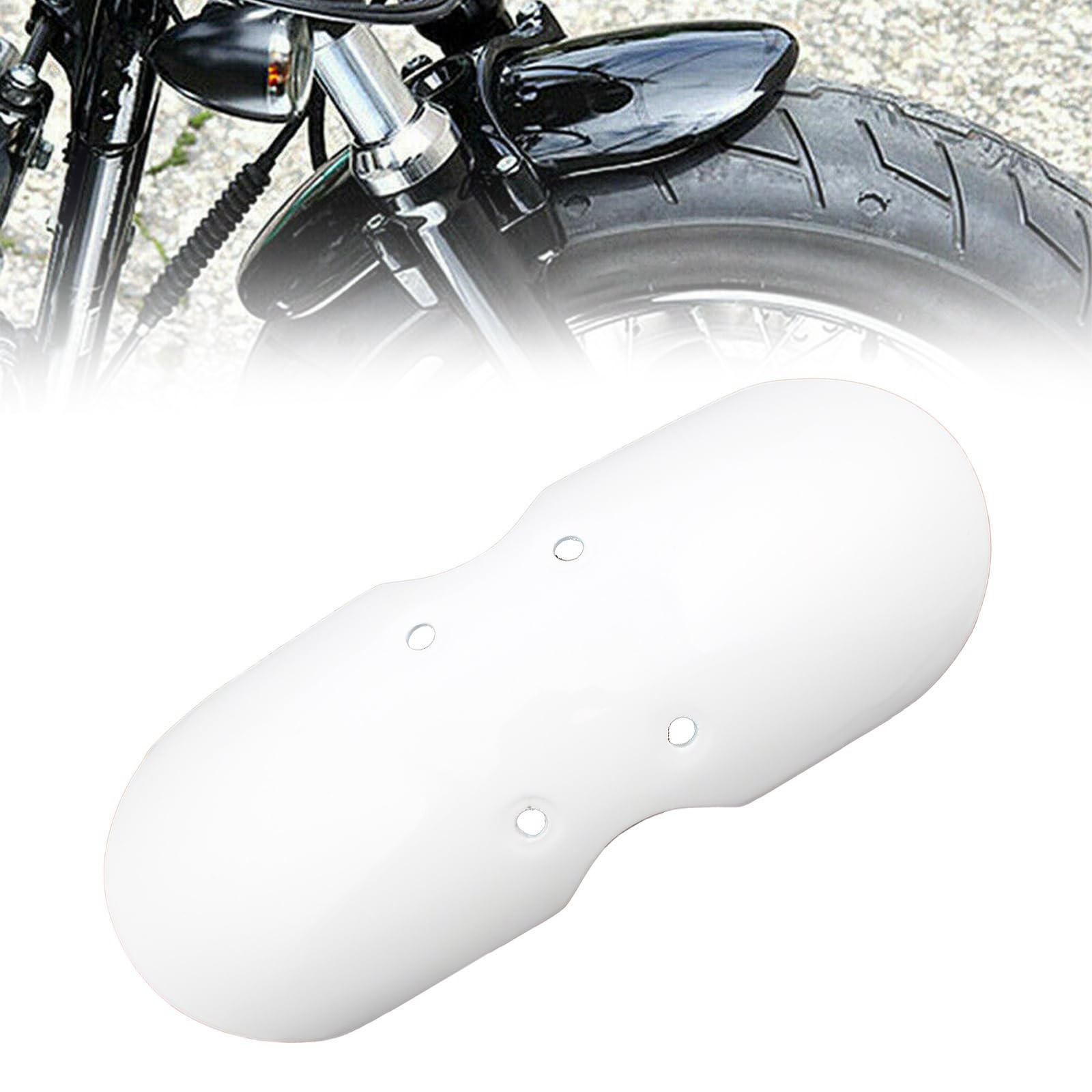 FINMOKAL Motorrad, kurzer vorderer Kotflügel, Schmutzfänger, Abdeckung, kurzer vorderer Kotflügel, passend für Triumph (luftgekühlt) Bonneville / T100 / Scrambler/Thruxton 900 Weiß von FINMOKAL