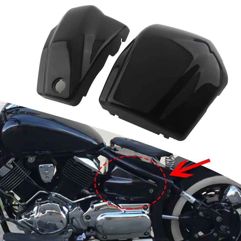 FINMOKAL Motorrad-Batterie-Seitenabdeckung, Verkleidung, kompatibel mit Yamaha Dragstar Vstar XVS1100 Classic Custom 1999–2011, Schwarz von FINMOKAL