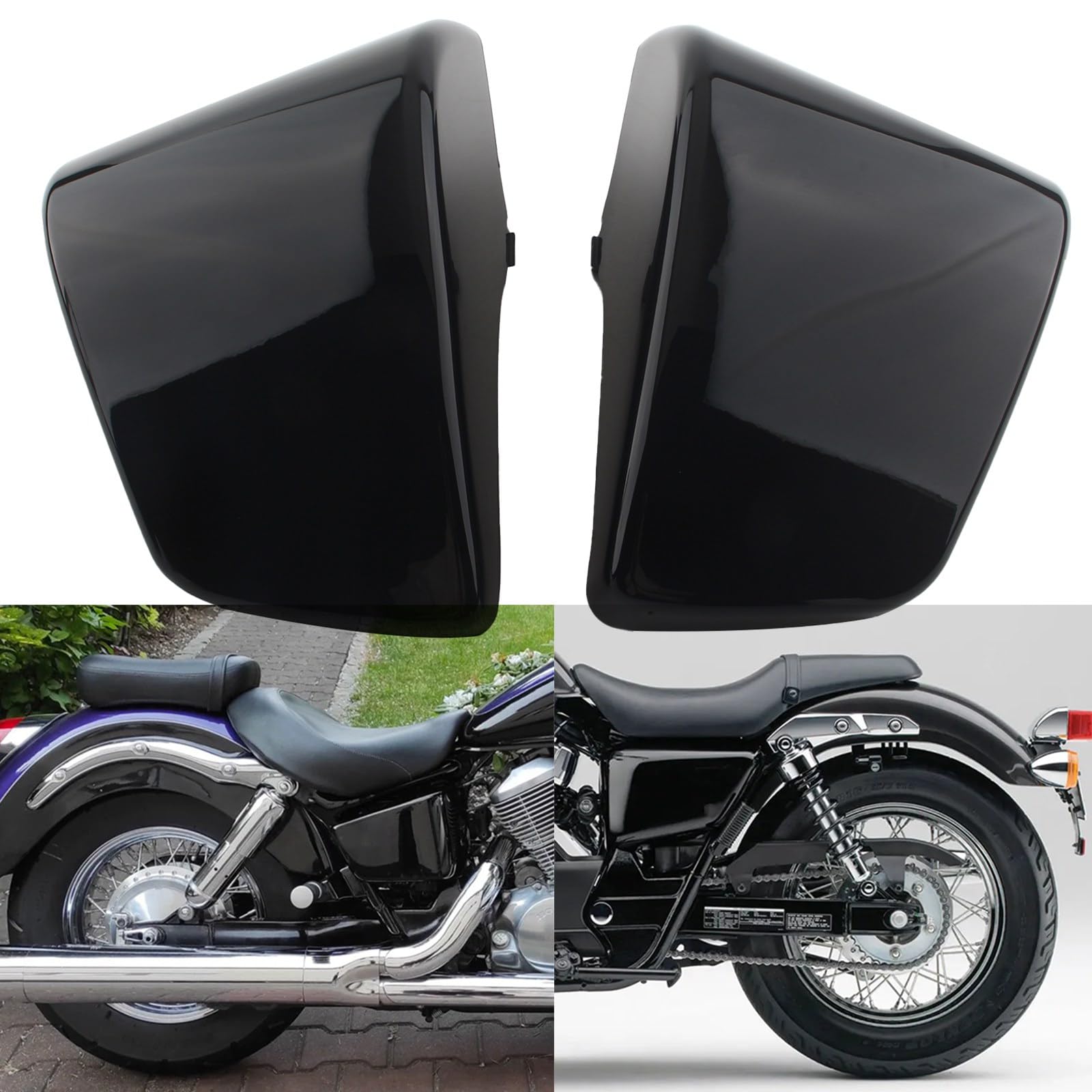 FINMOKAL Motorrad-Batterie-Seitenverkleidung, schwarz, kompatibel mit Honda Shadow ACE VT400 VT750 1997 1998 1999-2003 von FINMOKAL