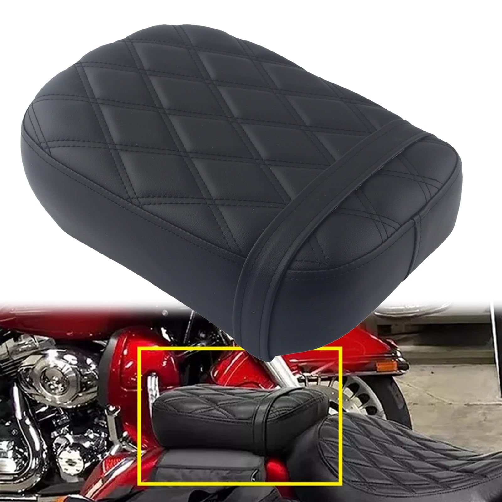 FINMOKAL Motorrad Beifahrer Sozius Rücksitz Kompatibel mit Honda Shadow Spirit VT750 ACE VT750C VT750CD 1998-2003 (Black Diamond Double Stitching) von FINMOKAL