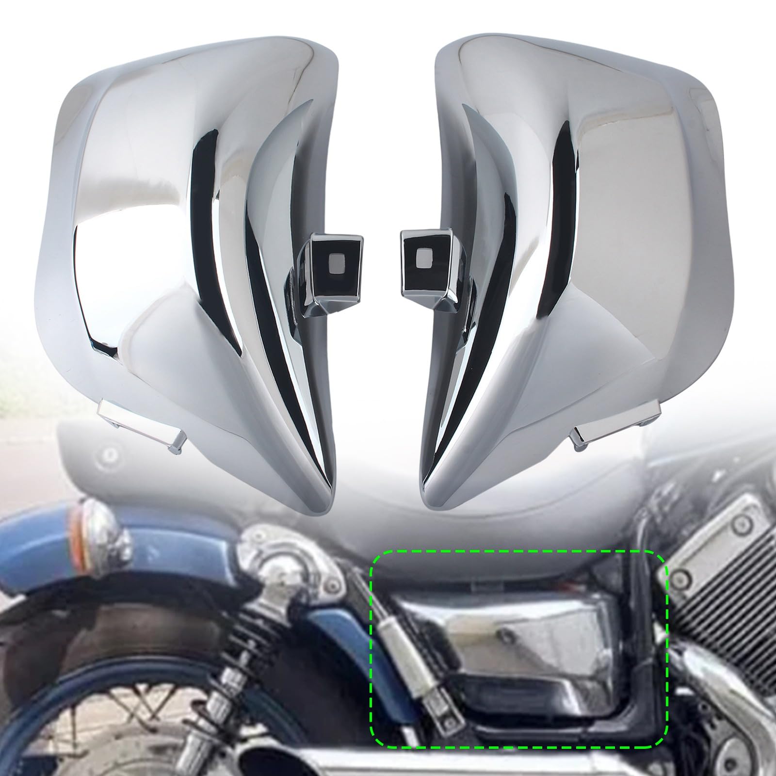 FINMOKAL Motorrad-Chrom-Batterieverkleidung links und rechts, kompatibel mit Yamaha Virago XV535 XV400 ab 1987 von FINMOKAL