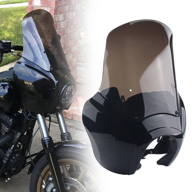 FINMOKAL Motorrad-Frontverkleidung, Windschutzscheiben-Set, 38,1 cm, Scheinwerfer, Windschutzscheibe, kompatibel mit Harley Softail Street Bob Standard FXBB FXST 2018–2024 von FINMOKAL