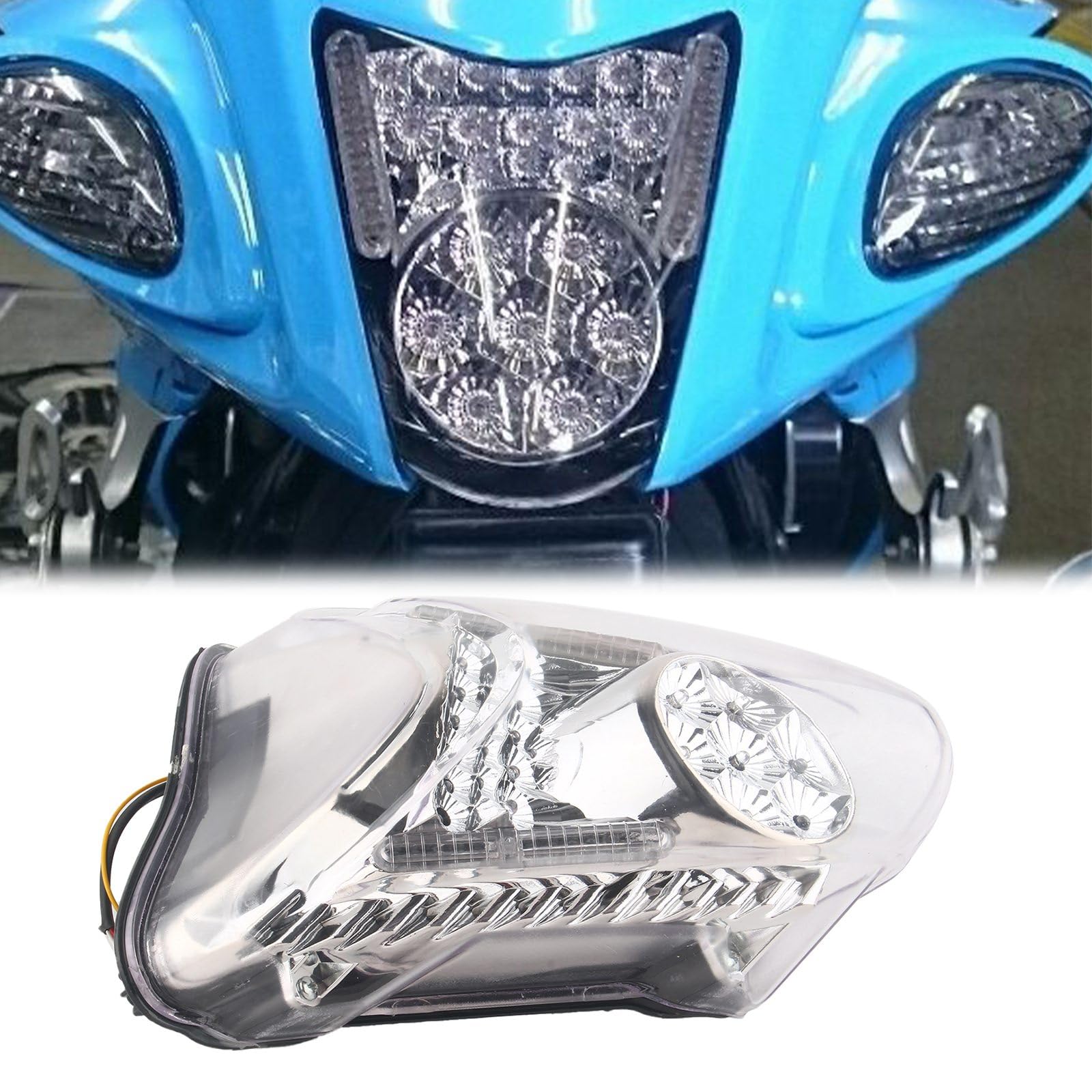 FINMOKAL Motorrad-LED-Rücklicht, klares Bremslicht mit integrierten Blinkern, kompatibel mit Suzuki Hayabusa GSX1300R 2008–2019 2020 von FINMOKAL