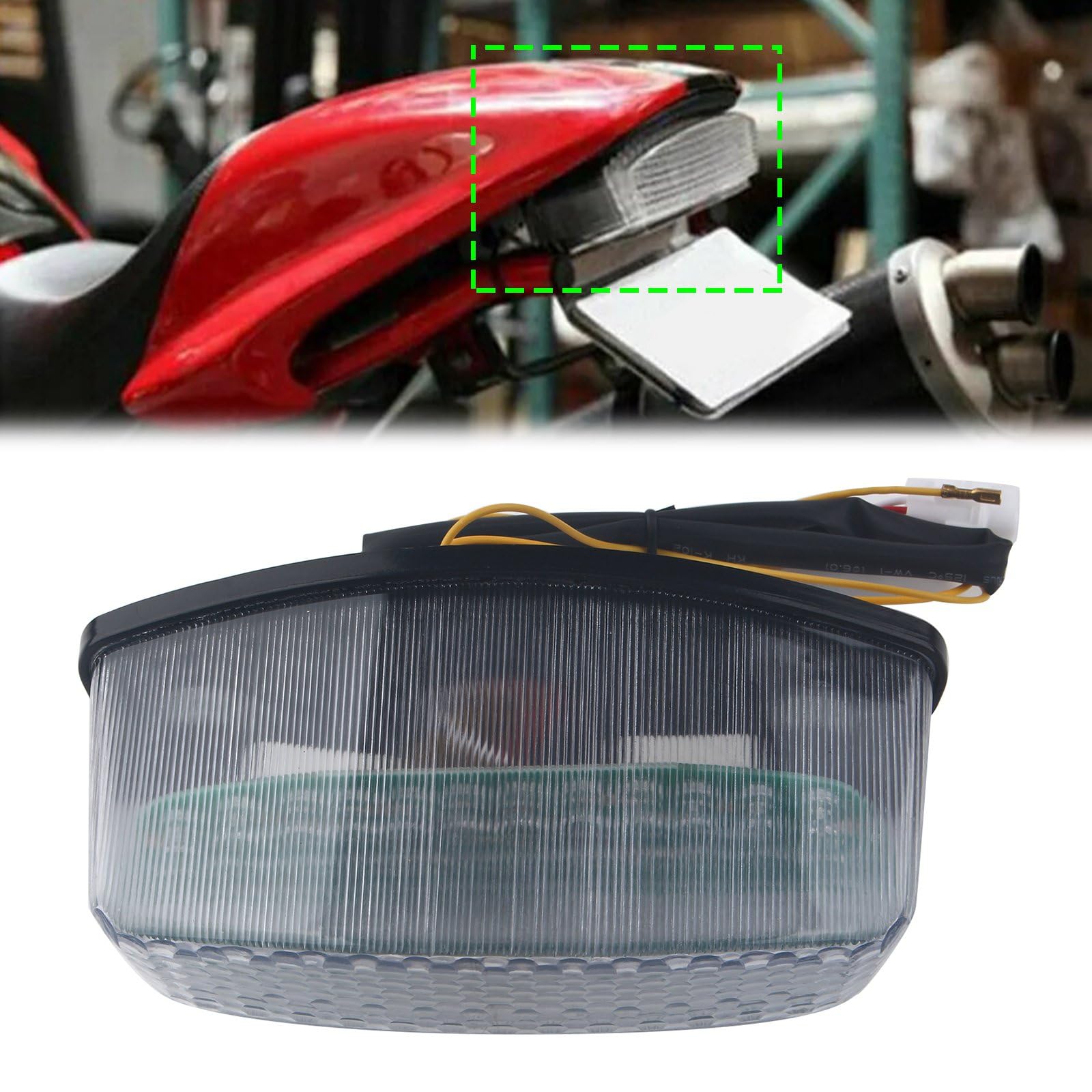 FINMOKAL Motorrad-Rückleuchten Integriertes LED-Rücklicht Bremslicht Lauflicht Blinker Licht Kompatibel mit Monster 900 1000 S2R S4 S4R S4RS 1994-2008 (klar) von FINMOKAL