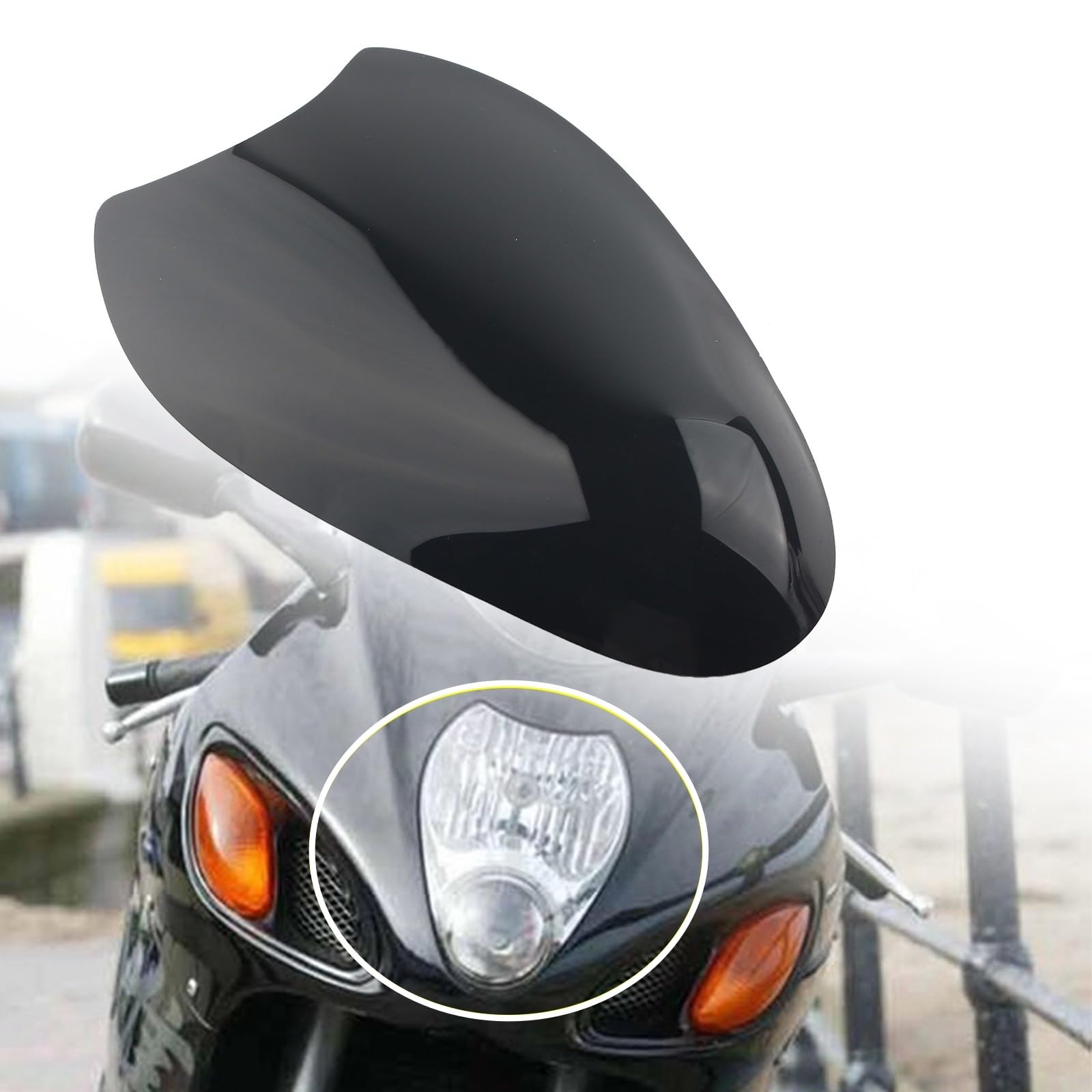 FINMOKAL Motorrad Schwarz Scheinwerfer Objektiv Abdeckung Shield Displayschutzfolie Kompatibel mit Suzuki GSX-R1300 GSXR1300 1999-2007 von FINMOKAL