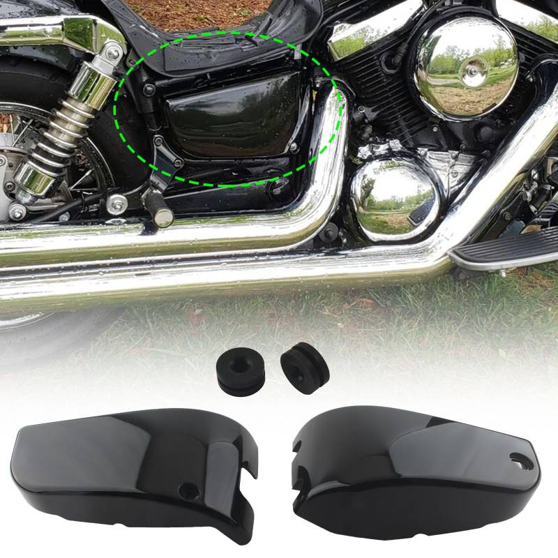 FINMOKAL Motorrad links & rechts Batterie Seitenabdeckungen Verkleidungsset kompatibel mit Kawasaki Vulcan VN 1500 VN1500 Nomad Classic 1996–2017 (glänzendes Schwarz) von FINMOKAL