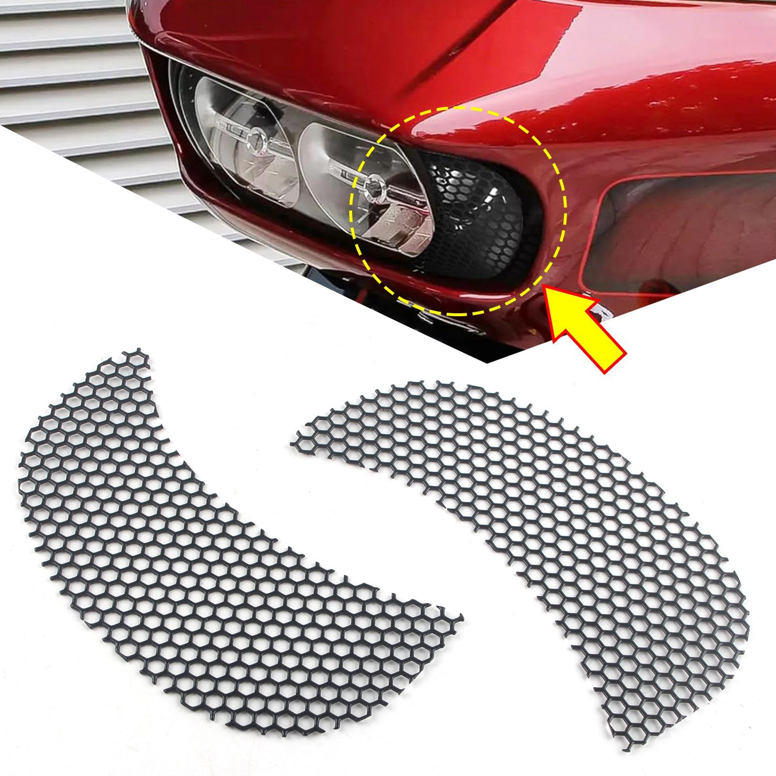 FINMOKAL Motorradverkleidung Mesh Grill Seitenlüftungsgitter kompatibel mit Harley Road Glide FLTRX FLTRXS FLTRU FLTRUSE 2015-2023, Schwarz von FINMOKAL