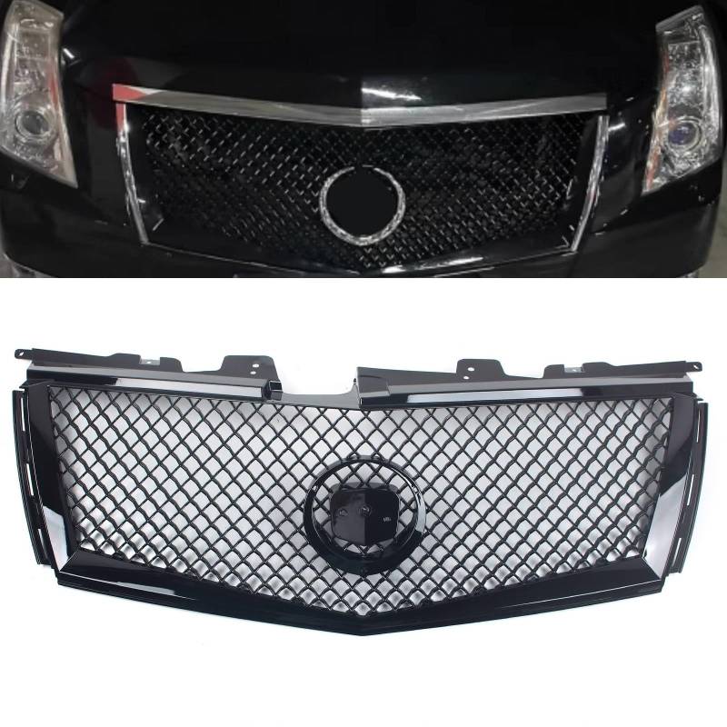 FINMOKAL Oberer Kühlergrill für Stoßstange, glänzend, schwarz, kompatibel mit Cadillac CTS 2008 2009–2013, Waben-Stil von FINMOKAL