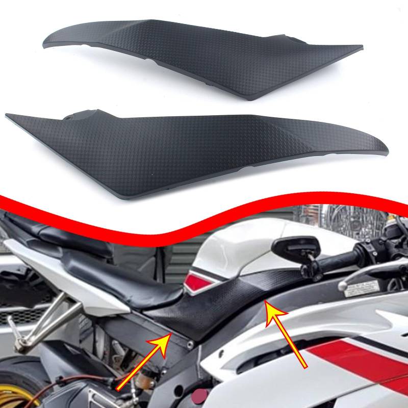 FINMOKAL Schwarze ABS-Gastankabdeckung, Tank-Seitenverkleidung, kompatibel mit Yamaha YZF YZFR6 R6 2008–2015 von FINMOKAL