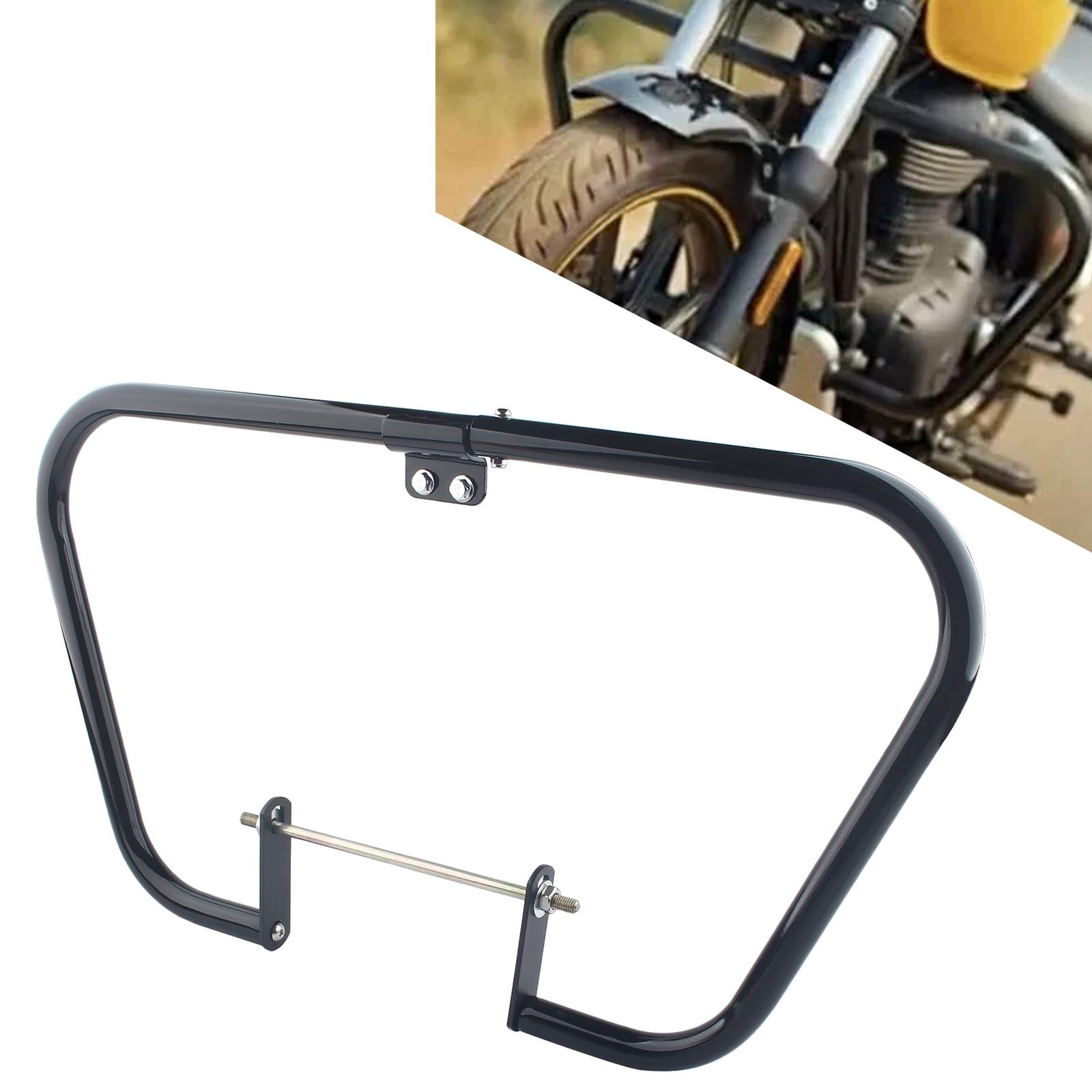 FINMOKAL Schwarze Motorschutz-Sturzbügel kompatibel mit Royal Enfield Meteor 350 Classic 350 2022–2024 Goan Classic 350 2024 Bullet 350 von FINMOKAL