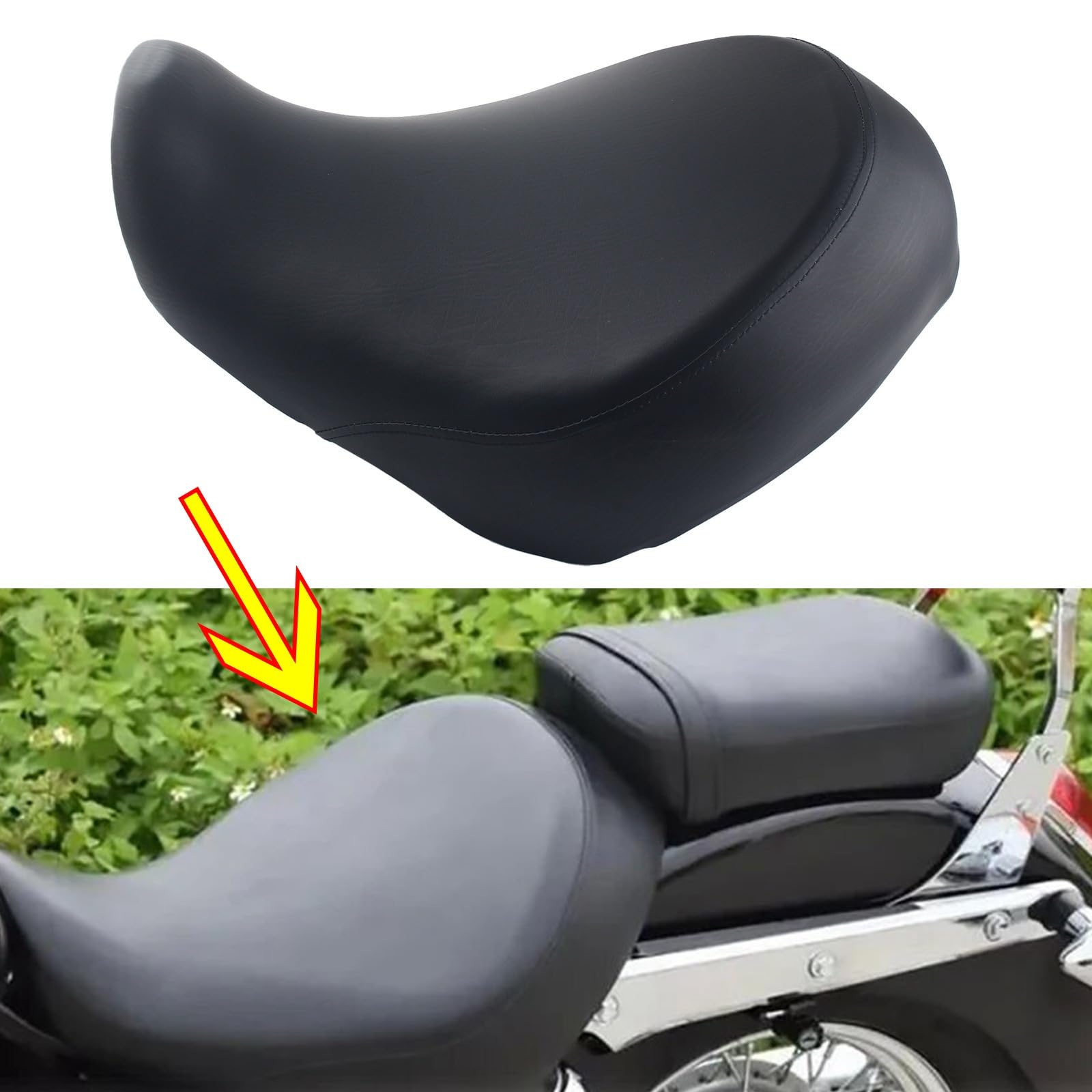 FINMOKAL Schwarzer Fahrersitz vorne, kompatibel mit Honda VT750C Shadow Aero 2004–2024 (nicht geeignet für VT750DC VT750C2) von FINMOKAL