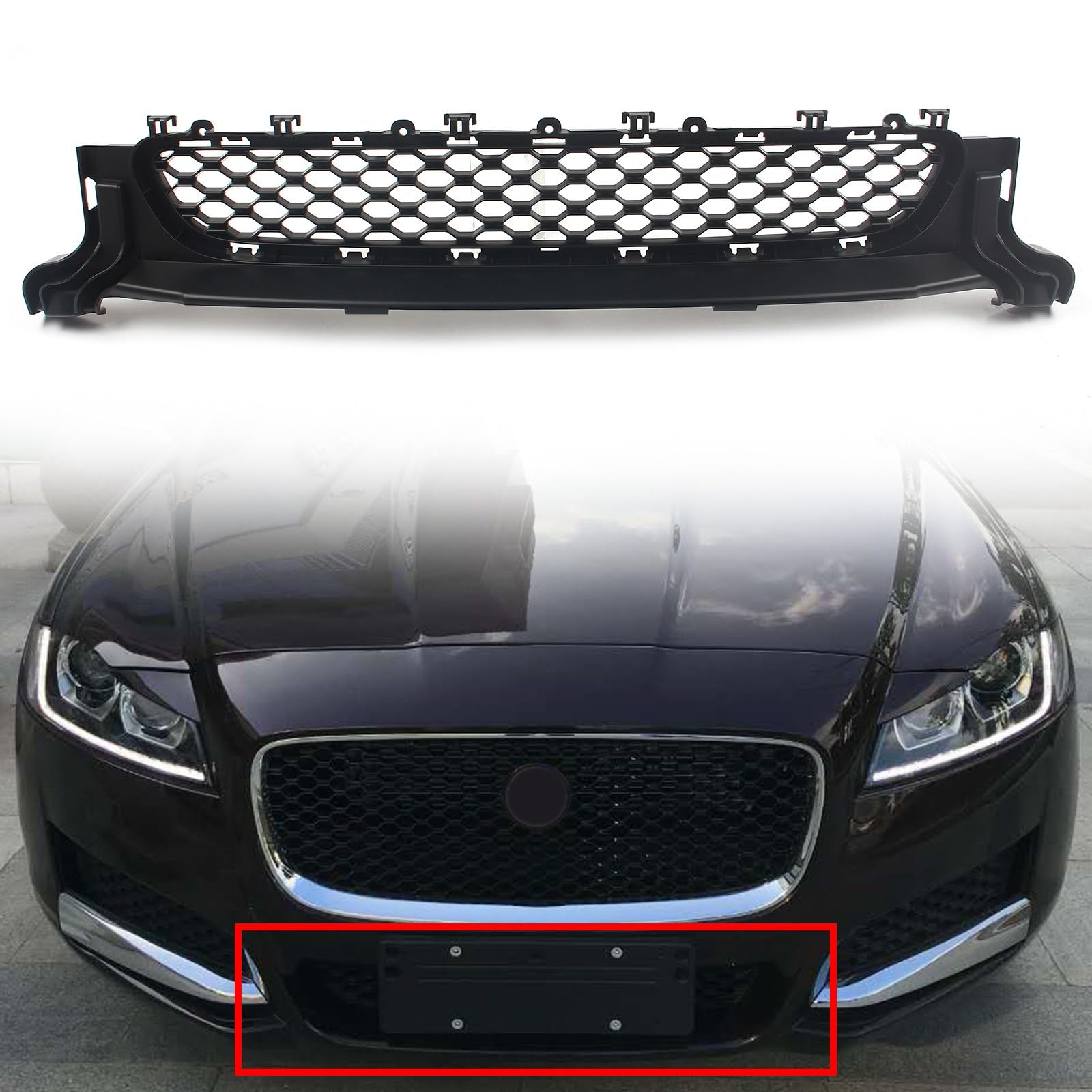 FINMOKAL Schwarzer Frontstoßstangen-Untergitter, passend für Jaguar XF X260 2016-2020 T2H10130 von FINMOKAL