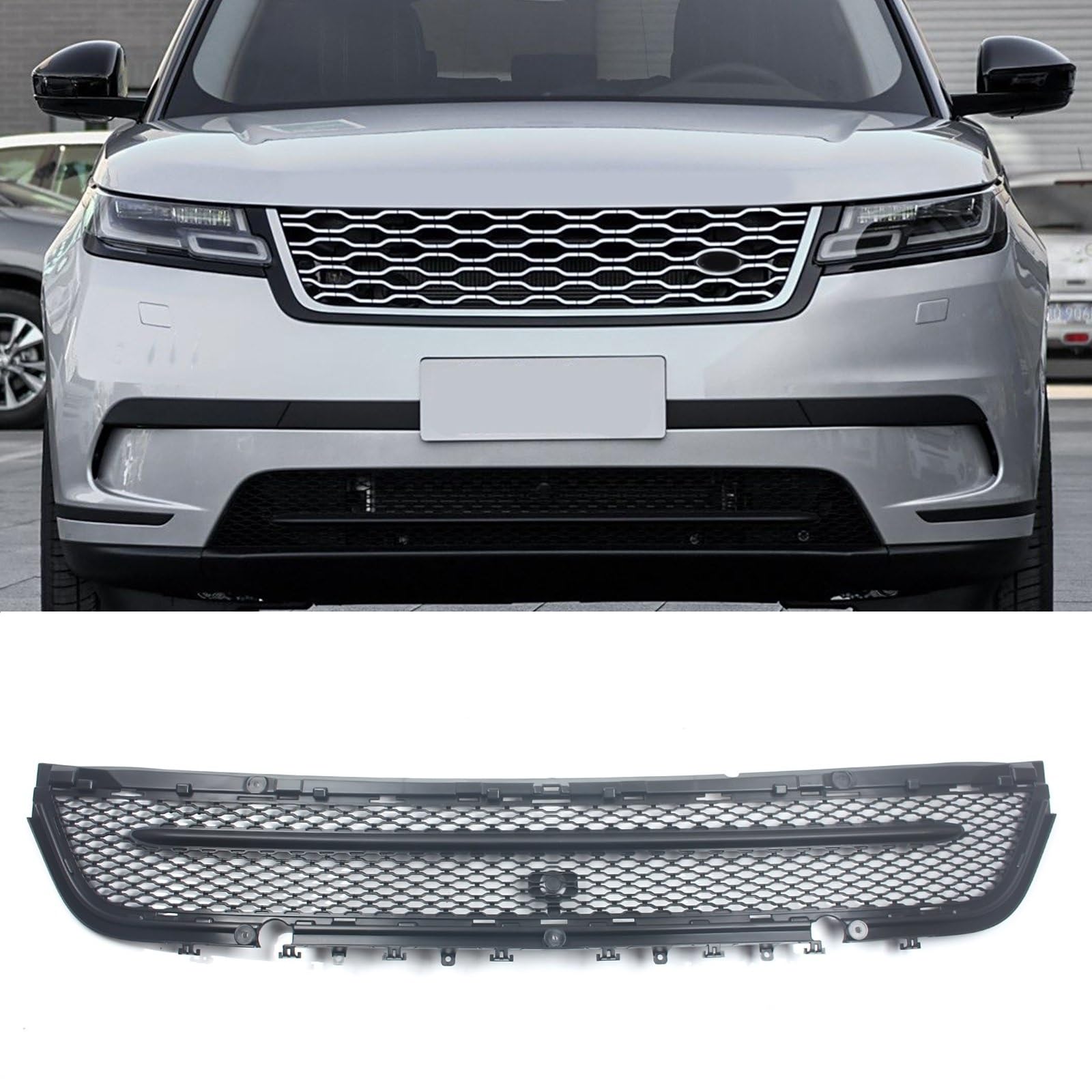 FINMOKAL Schwarzer Kühlergrill für Frontstoßstange, für Land Rover Range Rover Velar L560 2017 2018 2019–2023 #LR106768 von FINMOKAL