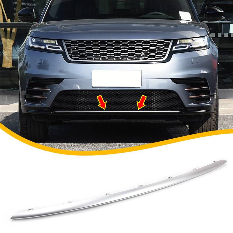 FINMOKAL Silber Frontstoßstangenschutz Abdeckung Zierleiste Zierleiste Kompatibel mit Range Rover Velar L560 2017-2023#LR095016 von FINMOKAL