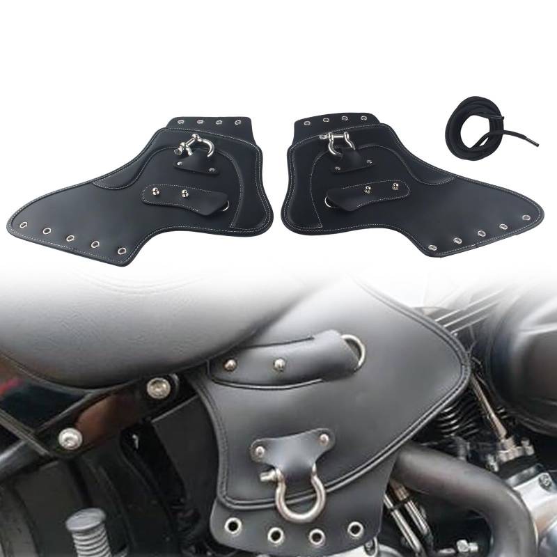 FINMOKAL Universal Sattel Hitzeschild Deflektoren Motorrad PU Leder Seite Hitzeschild Kompatibel mit Harley Touring Softail Dyna Honda Suzuki Kawasaki Yamaha von FINMOKAL