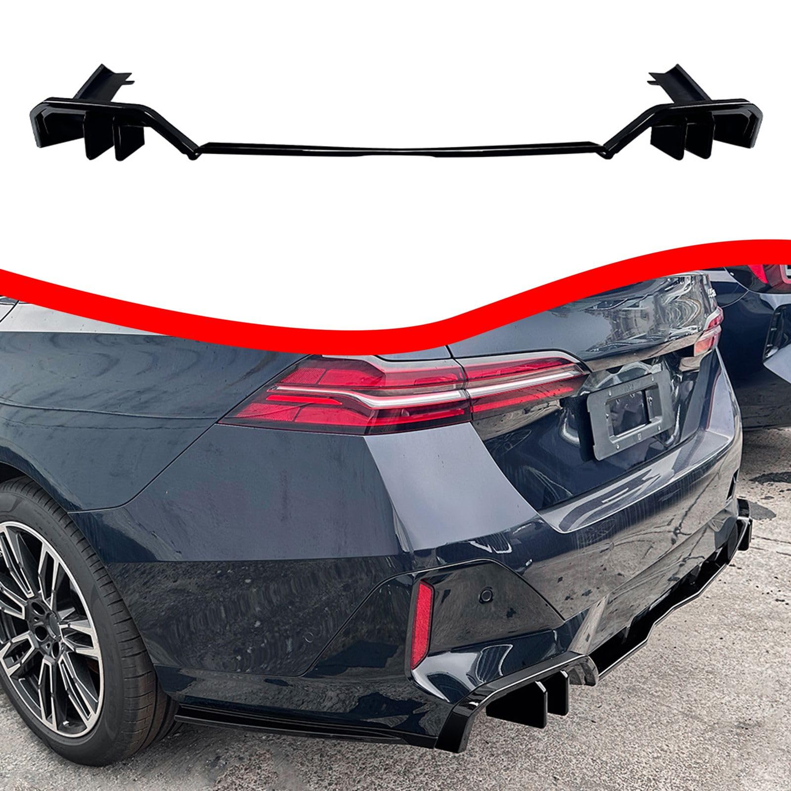 FINMOKAL Untere Heckstoßstange Diffusor Lippe Spoiler Splitter Karosserie Kit Kompatibel mit BMW 5er I5 G60 M Sport 2024+, Glänzend Schwarz von FINMOKAL