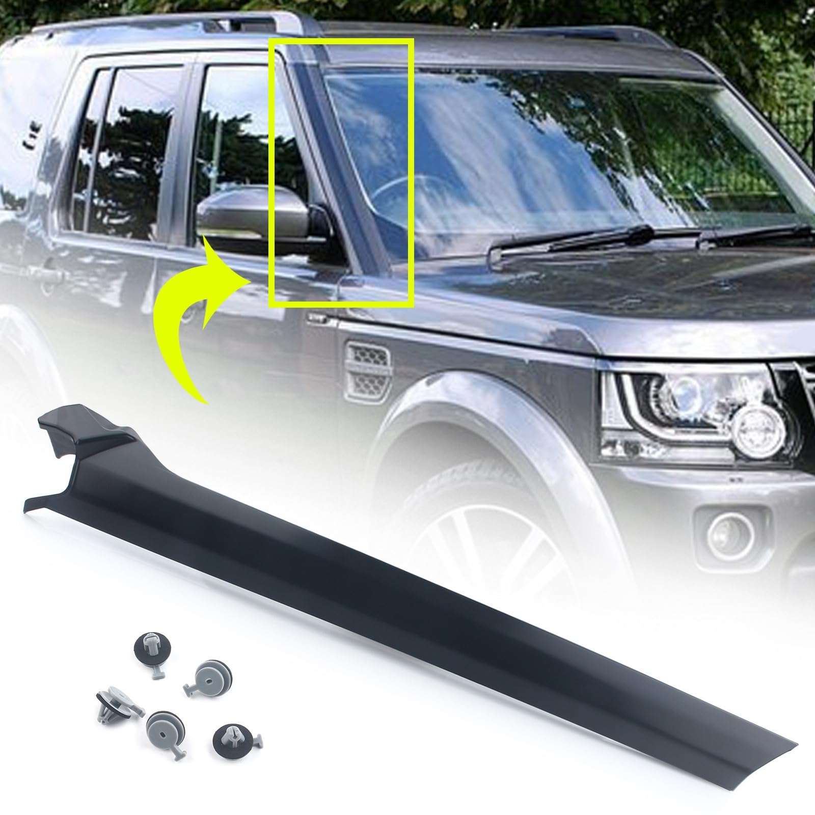 FINMOKAL Verkleidung für die rechte Seite, A-Säule, Außenleiste, Windschutzscheiben-Säulenverkleidung, passend für Land Rover Discovery 3 2005–2009, Discovery 4 2010–2016, Teilenummer LR046851 von FINMOKAL