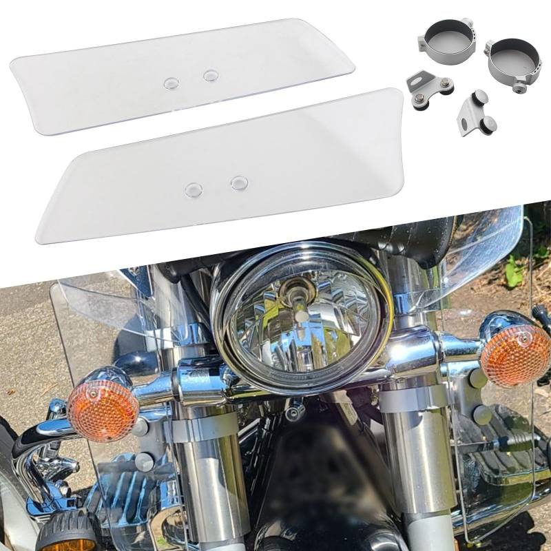 FINMOKAL Windabweiser-Set für Motorrad, transparent, kompatibel mit Honda VT1100C2 VT750C Shadow Kawasaki VN1500 Vulcan Suzuki VL1500 Boulevard Yamaha XV1600 Road Star XVS1300 V-Star von FINMOKAL