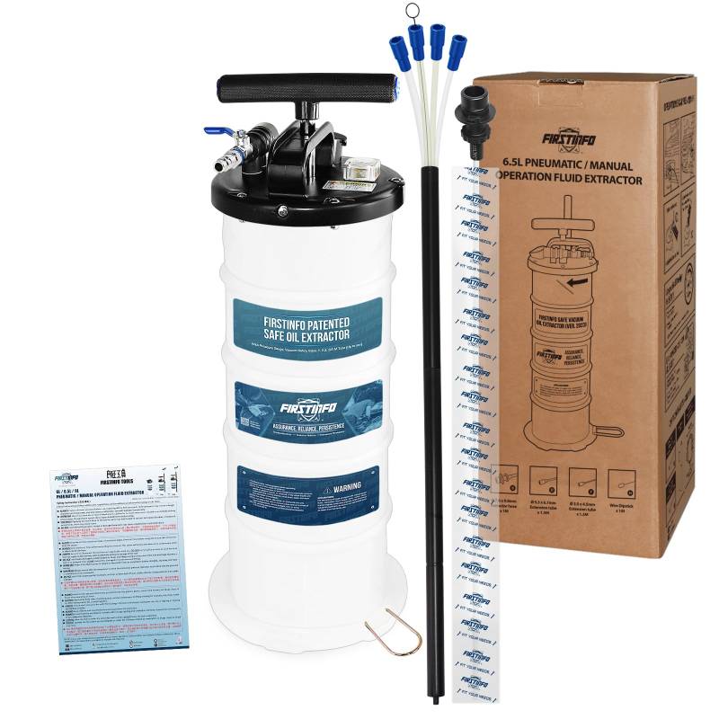 FIRSTINFO A1102EUY5 | 6,5L | Patentierte dritte Generation | Flüssigkeitsabsauger | Ölabsaugpumpe | Absaugpumpe | mit 5 Schläuchen | Pneumatisch & Manuell von FIRSTINFO TOOLS FIT YOUR NEEDS