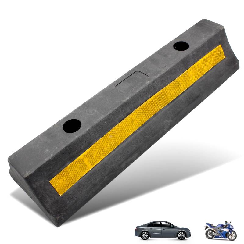 FISHTEC Parkplatzstopper Parkplatzstopper aus Gummi Radstopper für Parkplatz und Garage Parkhilfe Parkplatz Unterlegkeil 50 x 15 x 10 cm von FISHTEC