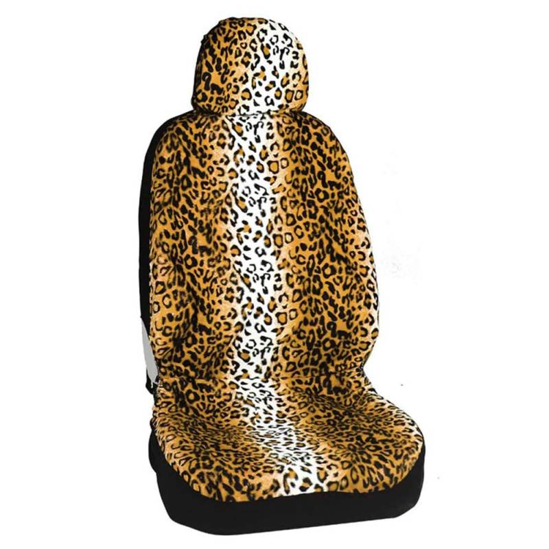 Auto-Sitzbezüge Set, Leopard Short Plush Vordersitze Auto-Sitzschoner Auto-Zubehör Innenraum Dekoration Auto-Schonbezüge Teilbarer für Fahrersitz & Beifahrer (Yellow,1Pcs) von FISOHK