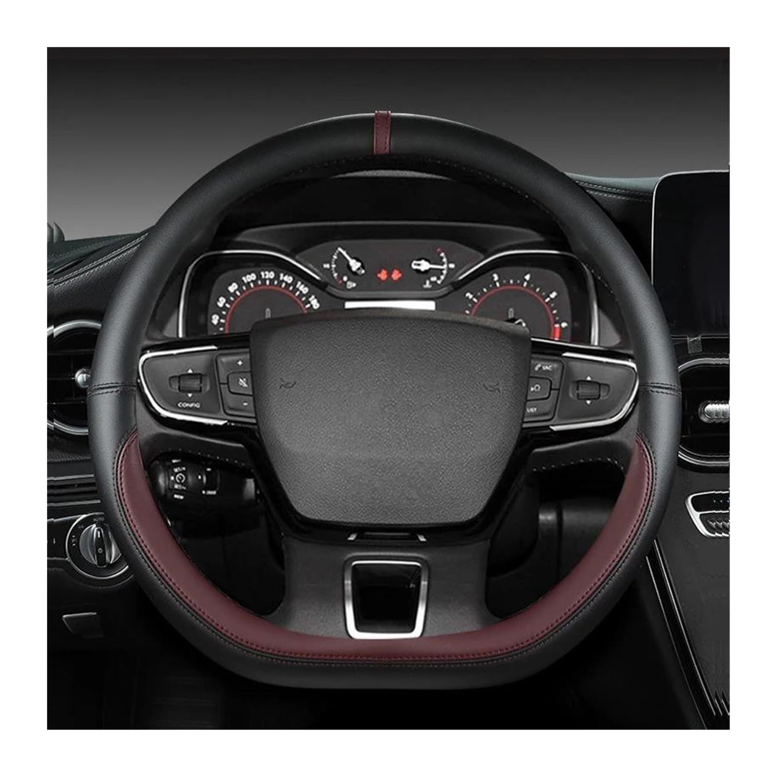 Auto-Lenkrad-Dekorationsabdeckung Für Citroen DS3 DS4 DS5 2009–2015 Lenkradabdeckung In D-Form rutschfeste Griffabdeckung Auto lenkradbezug(WINE RED) von FIXCOR