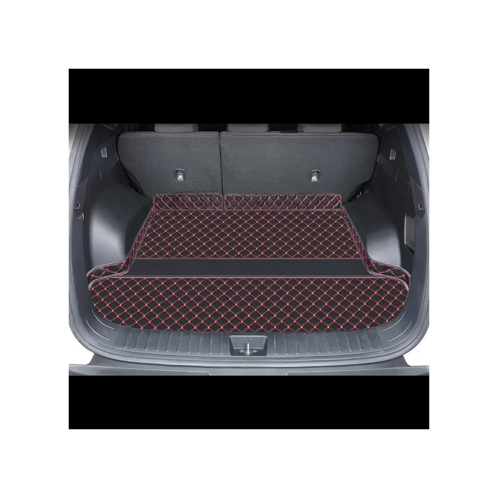 Für Hyundai Für Tucson Nx4 2020 2021 2022 2023 2024 Leder Kofferraum Matte Cargo-Liner Boot Teppich Pad Abdeckung Schützen Decke Matten Kofferraummatte Auto(Black red Wire) von FIXCOR