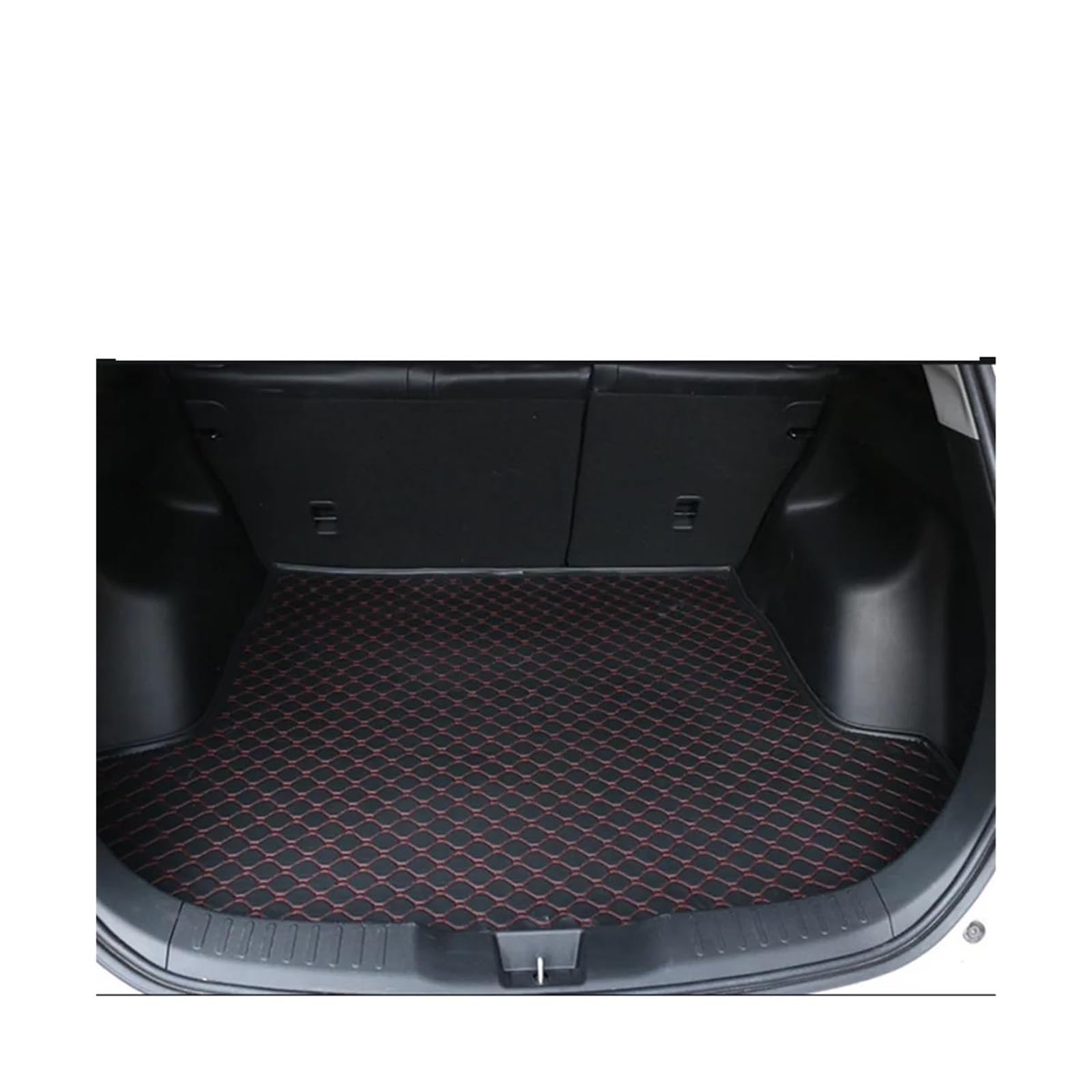 Kofferraum Matte Wasserdicht Schwanz Boot Teppiche Flache Seite Fracht Teppich Pad Liner Für Citroen C5 Für Aircross 2017-2023 Kofferraummatte Auto(Black Red) von FIXCOR