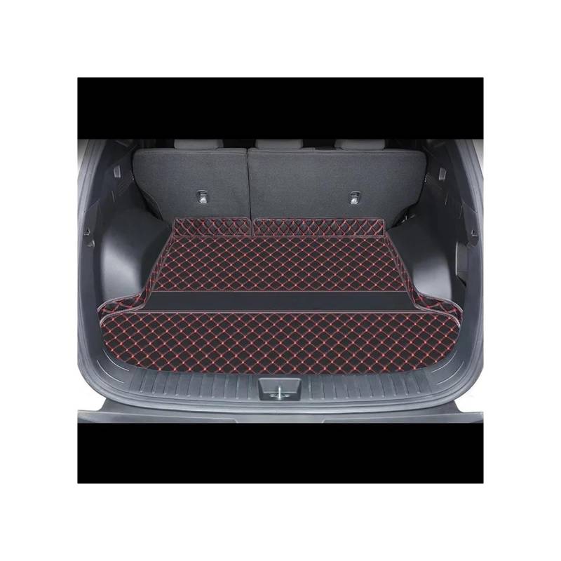 Leder Kofferraum Matte Cargo-Liner Für Hyundai Für Tucson Nx4 2020 2021 2022 2023 2024 Boot Teppich Pad Abdeckung Schützen Decke Matten Kofferraummatte Auto(Black red Wire) von FIXCOR