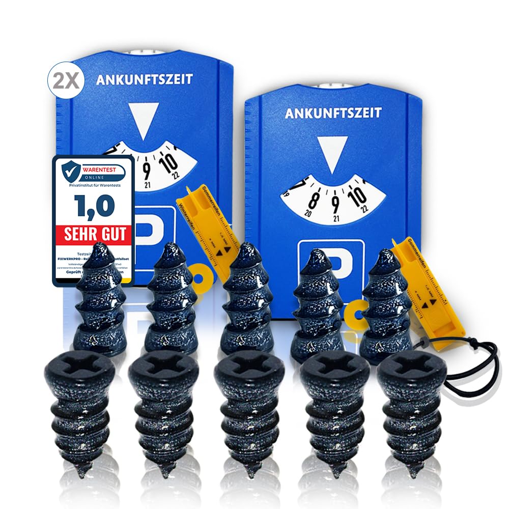 Notfall-Set Reifenreparaturset (13er-Pack) Inkl. X2 Parkscheibe und Nothammer Effektiv, einfach, sicher für unterwegs. für Auto, PKW, SUV, LKW, Wohnwagen, Fahrrad U.mehr. Inklusive Anleitung von FIXWERKPRO