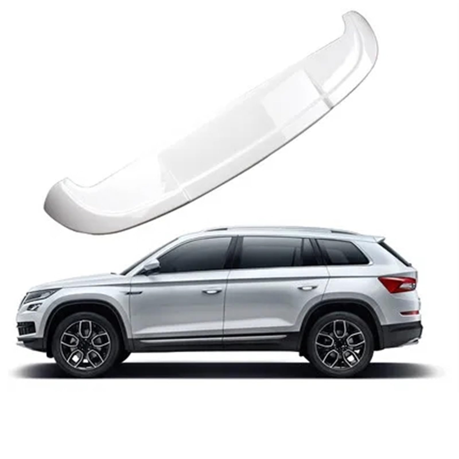 Heckflügel ABS Kunststoff Externe Heckspoiler Für Skoda Für Kodiaq 2017 2018 2019 Stamm Boot Schwanz Flügel Spoiler Auto Zubehör Heckspoiler(Weiß) von FIYFIOW