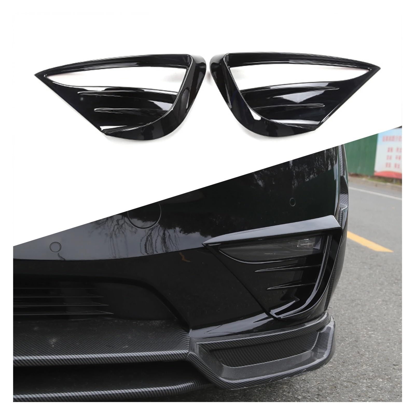 Heckflügel Für Tesla Für Modell 3 Y 2021 2022 2023 Nebel Lampe Spoiler Klinge Trim Schutzhülle Wind Messer ABS Dekoration Aufkleber Auto Zubehör Heckspoiler(Y Bright Black) von FIYFIOW